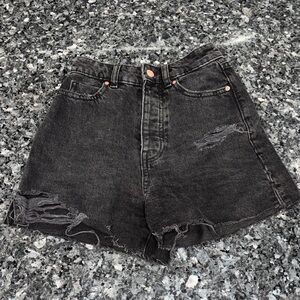 Zara Black Distressed Jean Shorts